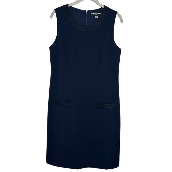 Karl Lagerfeld Paris Women’s Navy Preppy Modern Classic Dress Size 10 - Picture 1 of 6